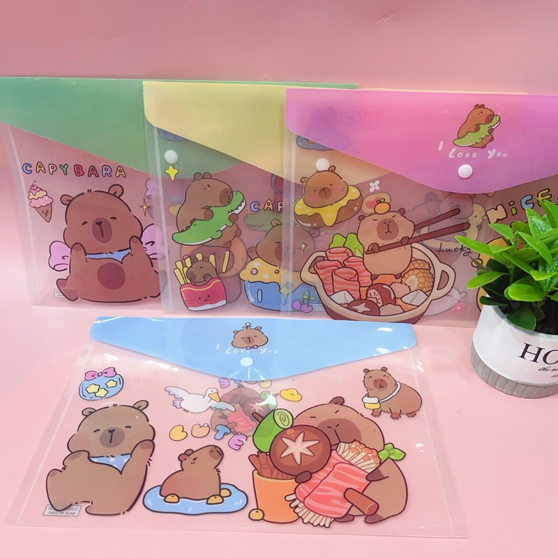 Combo 2chiếc Túi Clear Bag đựng tài liệu Capybara, Baby Three, Kuromi khổ a4/ Túi My Clear