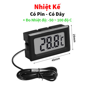 Nhiệt Kế, Nhiệt Ẩm Kế Điện Tử đo nhiệt độ -50*C ~100*C, độ ẩm 10~99% có đầu dò chống nước, dây dài 1 mét (có sẵn pin)