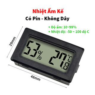 Nhiệt Kế, Nhiệt Ẩm Kế Điện Tử đo nhiệt độ -50*C ~100*C, độ ẩm 10~99% có đầu dò chống nước, dây dài 1 mét (có sẵn pin)