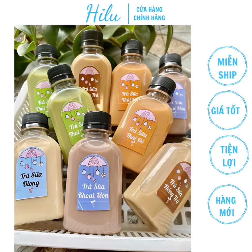 (TẶNG KÈM STICKER) Combo 100 chai nhựa dẹt đựng trà sữa, cà phê muối  dày dặn 100ml, 250ml, 330ml