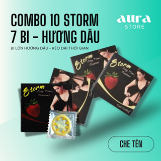 Combo 10 hộp Bao cao su bi STORM Bcs 7 bi lớn có gai toàn thân Tăng khoái cảm