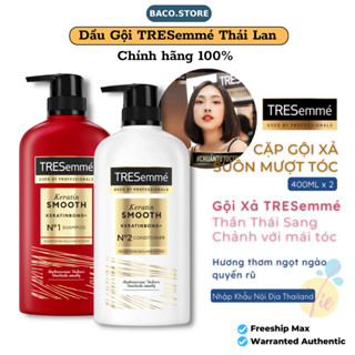 Combo Dầu Gội, Dầu Xả TRESEMME Keratin Smooth Thái Lan 370ml Dưỡng tóc khô xơ rối, Suôn Mượt