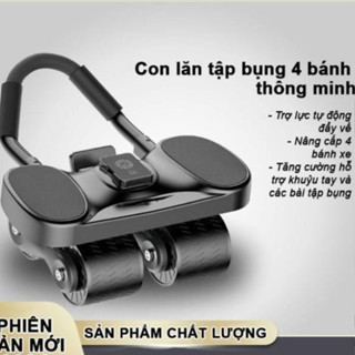 Con lăn tập bụng 4 bánh trợ lực 2025 giảm mỡ toàn thân, đệm tay êm, tặng đồng hồ + thảm gối