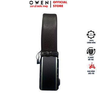 Thắt lưng nam da bò OWEN BELT251212 dây nịt bụng cao cấp màu nâu sần mặt khóa trượt tự động không phồng rộp bong tróc