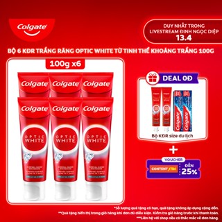 [Đinh Ngọc Diệp x Colgate] Bộ 6 Kem Đánh Răng Colgate trắng răng Optic White tinh thể khoáng trắng