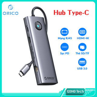 Hub USB Type C ORICO PW11 to HDMI 4K PD 100W RJ45 SD TF VGA | Bộ chia cổng cho Laptop PC