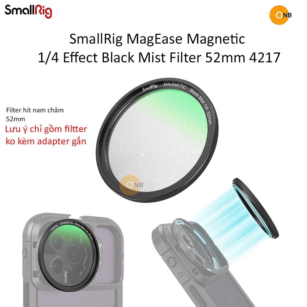 SmallRig Magnetic 1/4 Effect Black Mist Filter 52mm 4217 - hít nam châm
