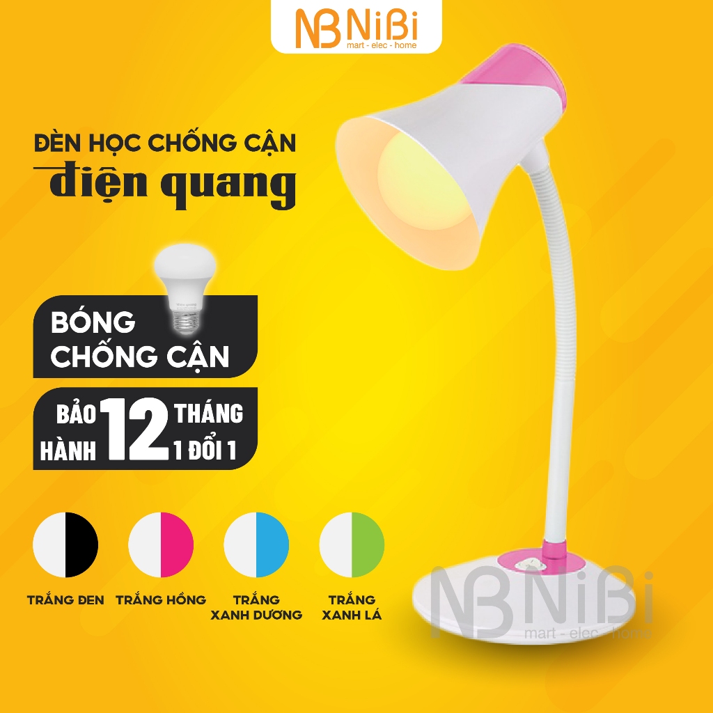 Đèn học chống cận Điện Quang DKL15, đèn bàn học chống cận thị có sẵn bóng, Bảo hành 12 tháng lỗi 1 đ