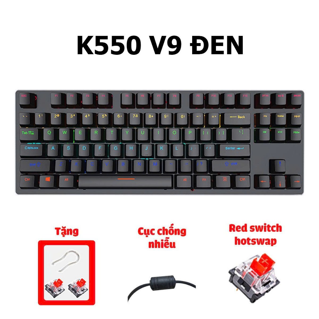 Bàn phím cơ K550 V9 Tiroshi led đa điểm nhiều chế độ led sản phẩm mới  2025 dành cho chơi game, làm việc | BigBuy360 - bigbuy360.vn