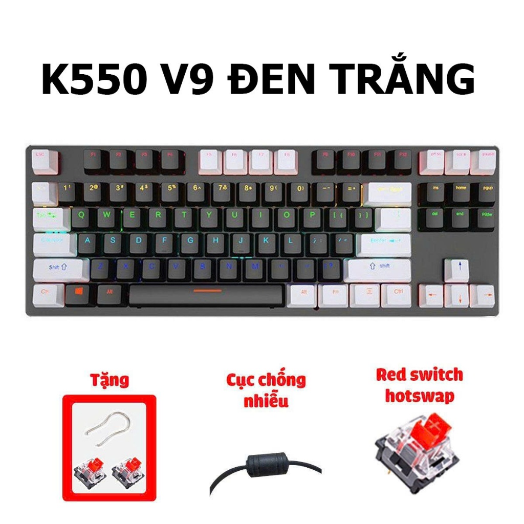 Bàn phím cơ K550 V9 Tiroshi led đa điểm nhiều chế độ led sản phẩm mới  2025 dành cho chơi game, làm việc | BigBuy360 - bigbuy360.vn