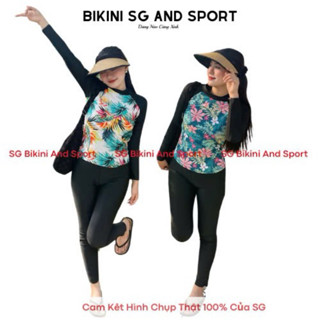 Đồ bơi giữ nhiệt nữ bigsize kín đáo tay dài quần dài Áo tắm học sinh che nắng Bikini SG đi bơi biển