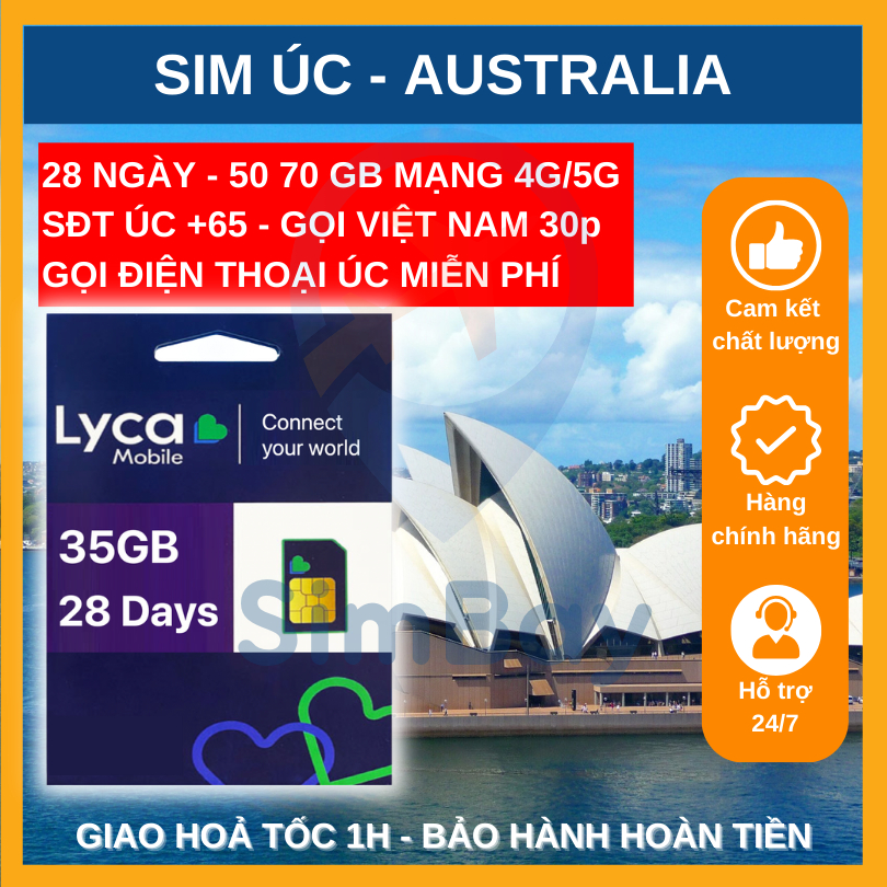 Sim Úc Australia du lịch, du học tốc độ cao - có số Úc - Gọi Úc miễn phí - Gọi Việt Nam 30 phút
