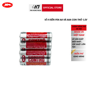 Vỉ 4 Viên Pin Con Thỏ AA , AAA 1,5V ( R6 , R03 nhãn đỏ Vỉ PVC4 ) chính hãng Pin Hà Nội