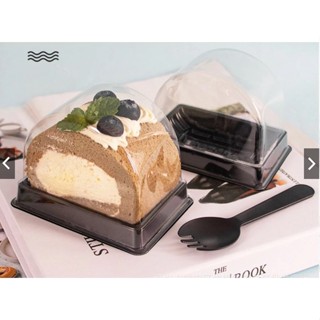 [A93] SET 100 Hộp ĐP93 - Đáy Đen Nắp Trong - Hộp Nhựa Đựng Bánh Bông Lan Cuộn Cắt Lát