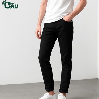 Quần jean nam đen Gấu 194 trơn & rách vải jeans bò cotton duck cao cấp mềm mịn, co dãn - form slim fit