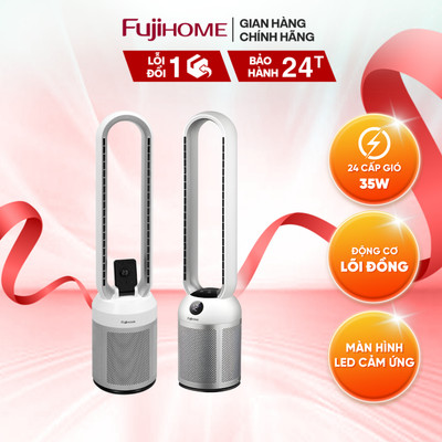 Quạt không cánh lọc không khí nhập khẩu FUJIHOME Điều khiển từ xa 24 cấp gió, bảo hành toàn quốc