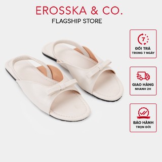  Erosska - Dép sandal nữ quai mảnh phối nơ ngang kiểu dáng tối giản dễ thương màu kem - SE012 