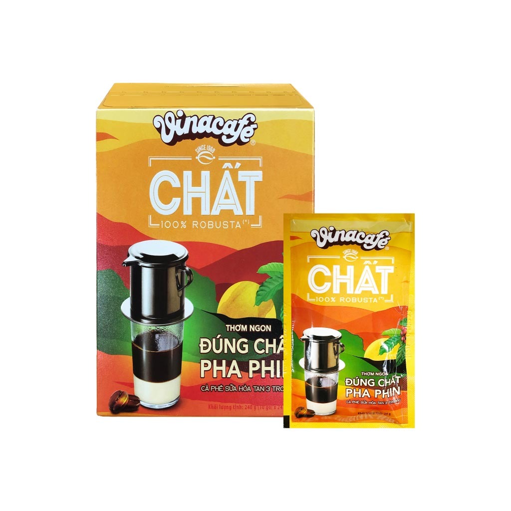 HỘP CAM CF CHẤT 240g / 10 gói -- CÀ PHÊ SỮA HÒA TAN THƠM NGON VINACAFE 3 in 1 Milk Coffee
