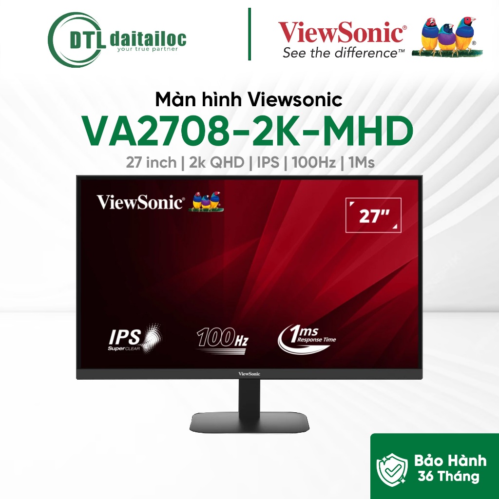 Màn hình Viewsonic VA2708-2K-MHD 27 inch 2k QHD IPS 100Hz 1Ms | Chính Hãng | Bảo hành 36 tháng