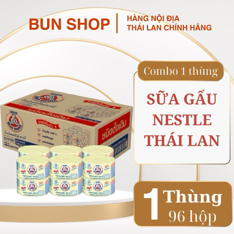 Nguyên thùng sữa gấu nestle THÁI LAN màu vàng 96 lon hạn xa 5/2026
