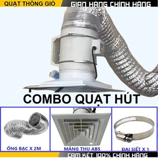 Quạt thông gió – hút mùi – cấp khí tươii+ máng thu khói+ ống bạc + đai siết