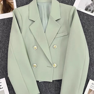Áo vest nữ INFLACHI áo khoác blazer croptop cổ bẻ tay dài phối 4 nút cách điệu sang trọng lịch sự N156