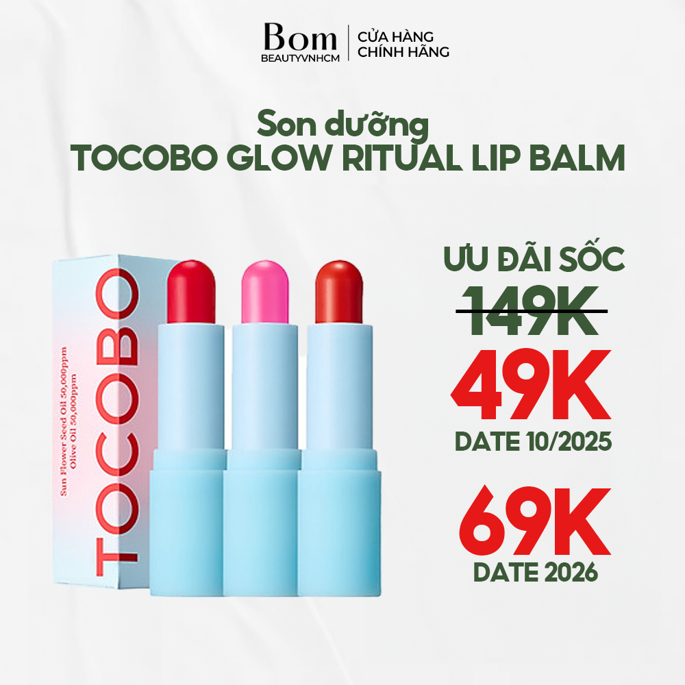Son Dưỡng Môi Thuần Chay Có Màu Tocobo Glow Ritual Lip Balm(10/2025)
