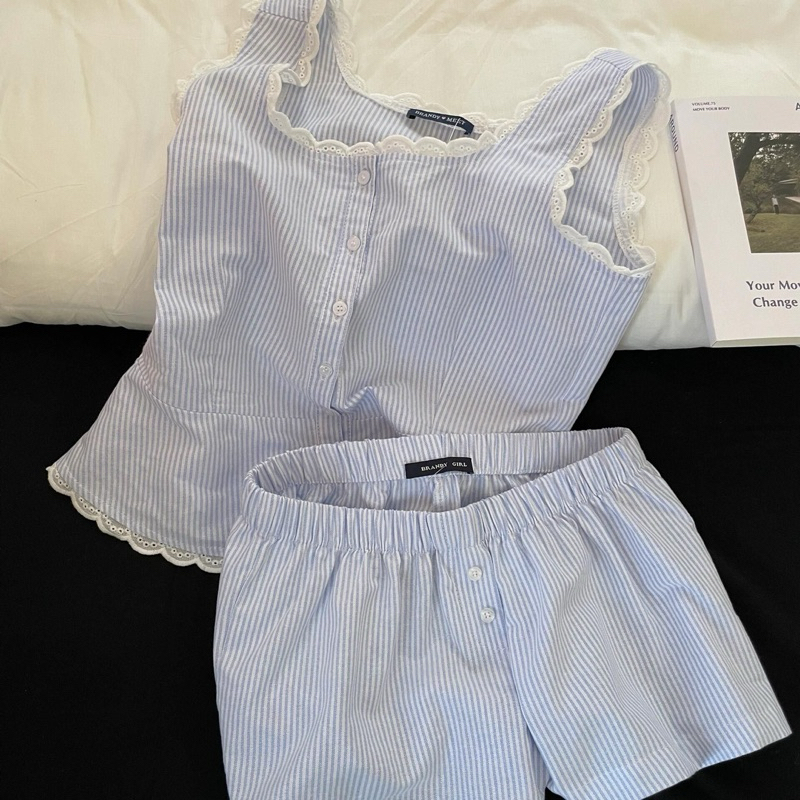 [SẴN]SET bộ đồ mặc ở nhà nữ tính tiểu thư chất liệu cotton thấm hút mùa hè cực thoải mái(có ảnh thật) | BigBuy360 - bigbuy360.vn