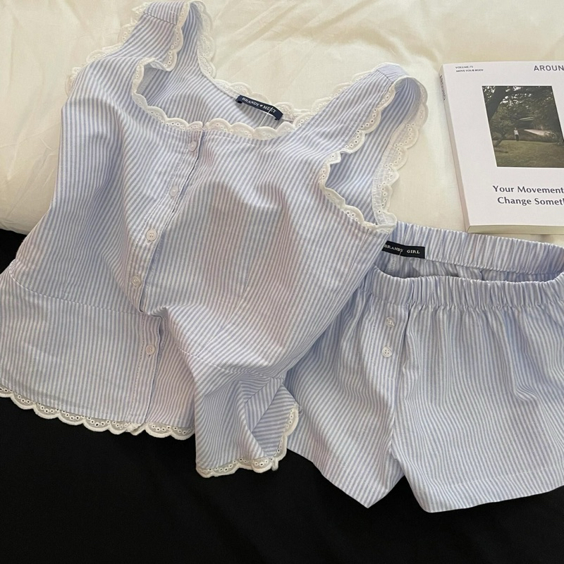 [SẴN]SET bộ đồ mặc ở nhà nữ tính tiểu thư chất liệu cotton thấm hút mùa hè cực thoải mái(có ảnh thật) | BigBuy360 - bigbuy360.vn