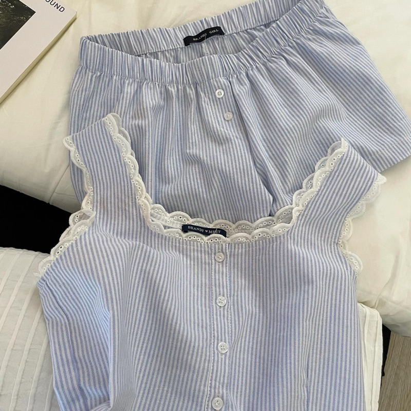 [SẴN]SET bộ đồ mặc ở nhà nữ tính tiểu thư chất liệu cotton thấm hút mùa hè cực thoải mái(có ảnh thật) | BigBuy360 - bigbuy360.vn