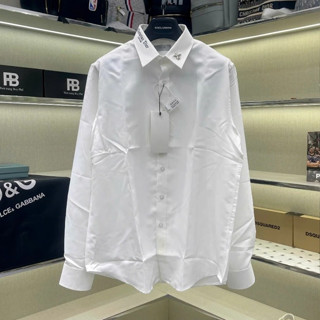 Áo sơ mi trắng nam nữ dài tay CD vải lụa trơn phối cổ tag logo ong thêu chữ basic boy phố SM160P