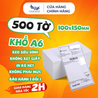 Giấy In Nhiệt A6 100x150mm 500 Tờ Có Sẵn Lớp Dán In Đơn Shopee TMĐT Chống Nước.