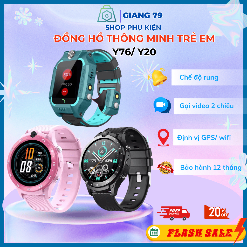 Đồng hồ thông minh trẻ em Y20/ Y92/Y92-4G.Gọi Video Nhắntin Địnhvị TiếngViệt Chốngnước Đo bước chân