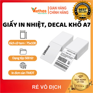  Giấy in Nhiệt A7 75x100 mm Tệp 500 Tờ - Decal nhiệt A7 chuyên dùng in đơn sàn TMĐT Shopee in tem mã vạch dán 