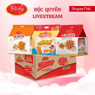 Thùng bánh RICHY Karo 3 vị (12 bịch /thùng): 5 karo đỏ, 5 karo cam, 2 karo gấu