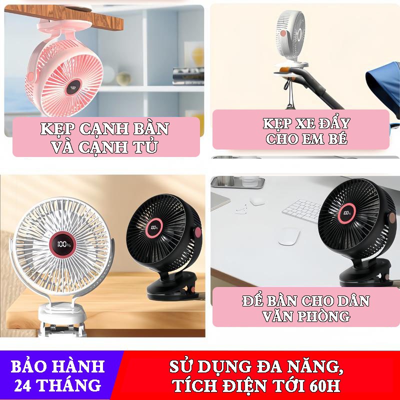 [25000mMAH] Quạt Tích Điện Kẹp LOẠI TO Q28 - JH-022, Hiện thị %pin, Lồng quạt 20cm - BẢO HÀNH 24 THÁNG | BigBuy360 - bigbuy360.vn