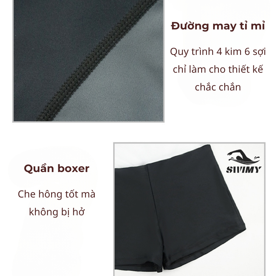 [K056] Đồ bơi nữ dài tay SWIMY chất liệu cao cấp, bikini nữ đi bơi, đi biển dáng váy kèm quần bảo hộ | BigBuy360 - bigbuy360.vn