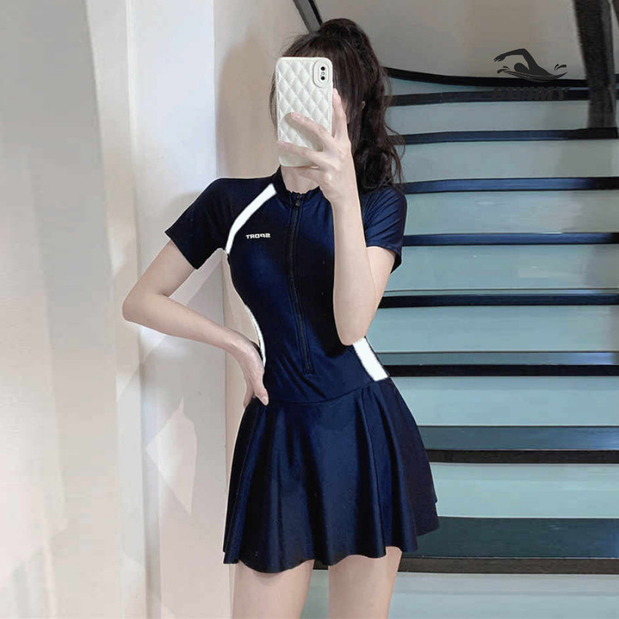 [K056] Đồ bơi nữ dài tay SWIMY chất liệu cao cấp, bikini nữ đi bơi, đi biển dáng váy kèm quần bảo hộ | BigBuy360 - bigbuy360.vn