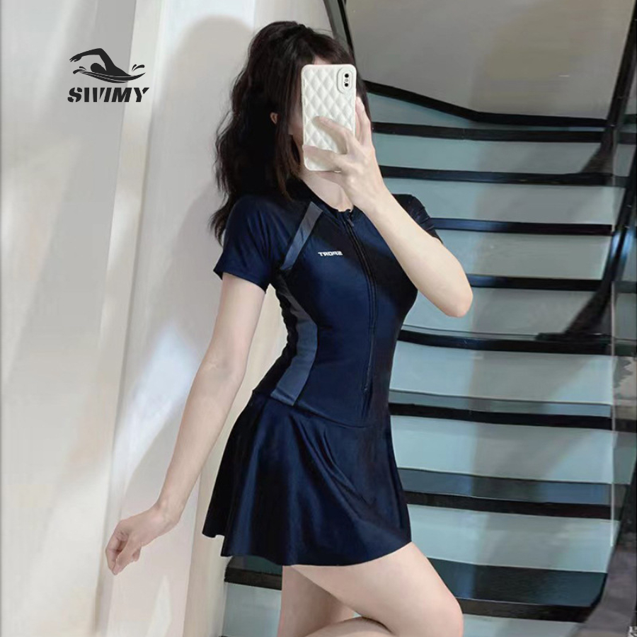 [K056] Đồ bơi nữ dài tay SWIMY chất liệu cao cấp, bikini nữ đi bơi, đi biển dáng váy kèm quần bảo hộ | BigBuy360 - bigbuy360.vn