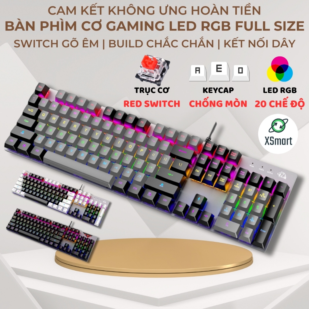 Bàn Phím Cơ Gaming Cao Cấp K1 Có 20 Chế Độ Nháy LED RGB, Sử Dụng Trục Cơ Red Switch Gõ Êm | BigBuy360 - bigbuy360.vn