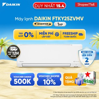 [MIỄN PHÍ LẮP ĐẶT 1TR3] MỚI 2025 - Máy Lạnh Daikin Inverter 1 chiều FTKY25ZVMV 1HP 9000BTU