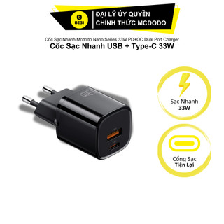 Củ Sạc Nhanh Mcdodo Nano 33W Công Nghệ GaN | Thiết Kế Siêu Nhỏ Gọn, 2 Cổng Type-C & USB