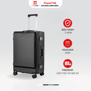  Vali khóa sập cao cấp Hàn Quốc Tresette 2029 size 24 Có Ngăn Đựng Latop Vân Dọc Sang Trọng Cổng Sạc USB 