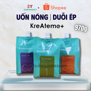 Thuốc Uốn Nóng, Ép Duỗi KreAteme+ Chính Hãng 970g – Duỗi Tóc Khỏe, Uốn Căng Sóng, Ép Thẳng Bóng Mượt