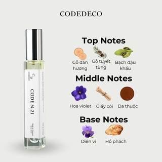 Tinh dầu nước hoa nam CODEDECO CODE N.21 10ml dạng xịt
