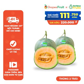 [HẾT HÀNG] Thùng 2 Trái Dưa Lưới Tròn Ruột Cam - Foodmap Fruits