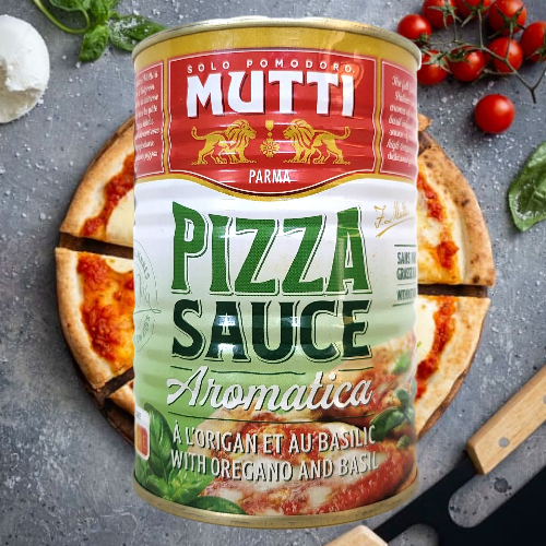 MUTTI + Lon 400g + SỐT PIZZA (CÀ CHUA, HÚNG QUẾ, KINH GIỚI) PARMA Pizza Sauce Aromatica with Oregano