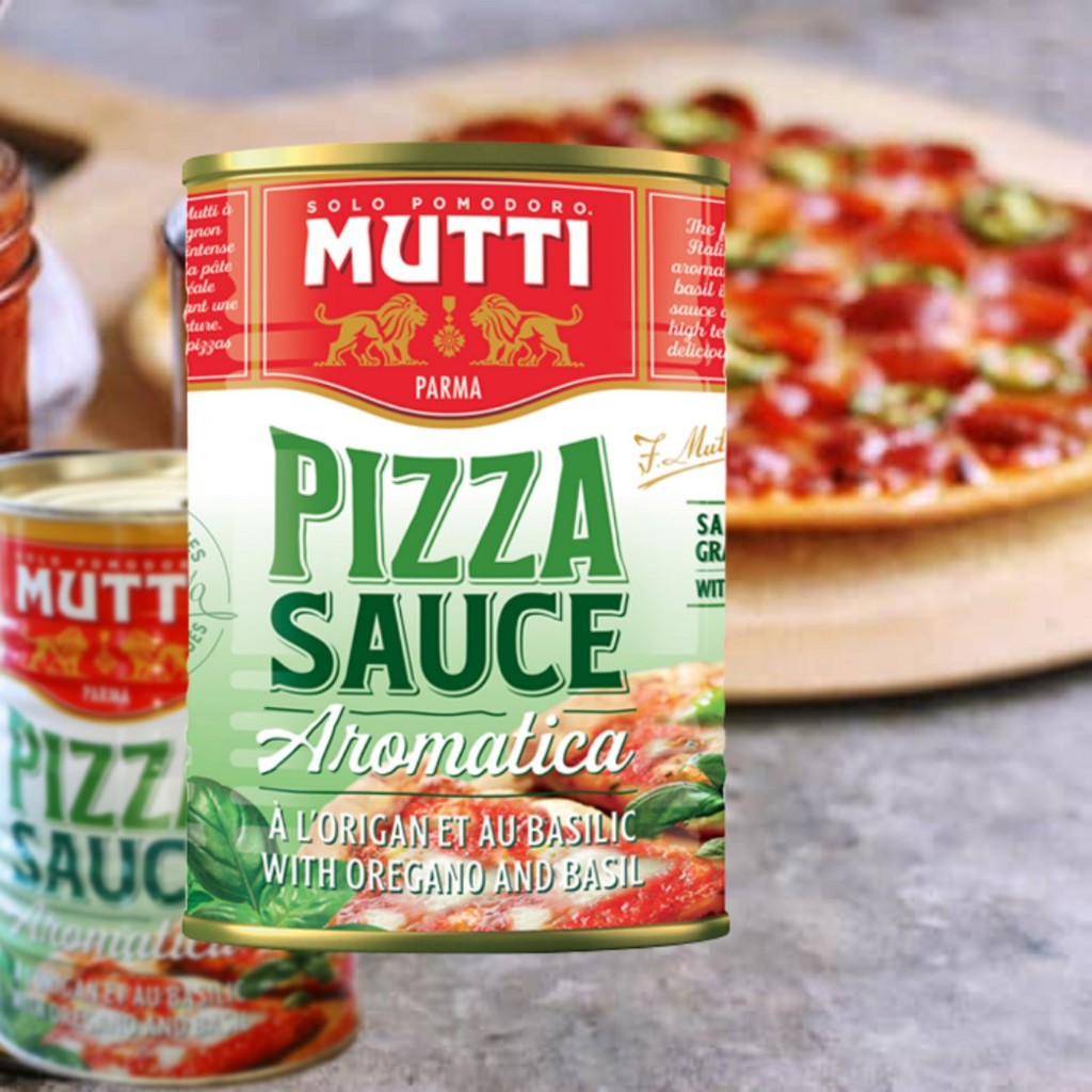 MUTTI ++ Lon 400g ++ SỐT PIZZA (CÀ CHUA, HÚNG QUẾ, KINH GIỚI) PARMA Pizza Sauce Aromatica with Orega