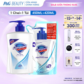 Combo 2 Nước Rửa Tay SAFEGUARD Sạch 99,9% Vi Khuẩn & Dịu Nhẹ Cho Da Trắng Tinh Khiết - Chai 450ML & Túi 420ML