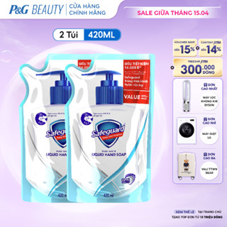 Combo 2 Nước Rửa Tay SAFEGUARD Sạch 99,9% Vi Khuẩn & Dịu Nhẹ Cho Da Trắng Tinh Khiết - Túi 420ML